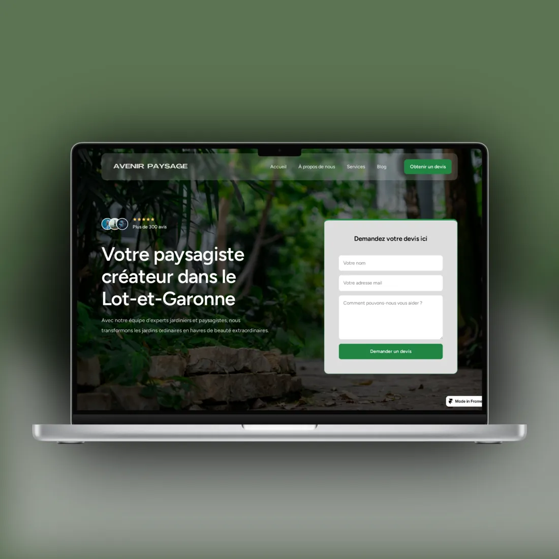 Avenir Paysage, site Framer